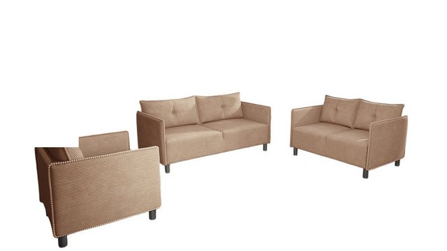 Fun Möbel Polstergarnitur Sofaset Designersofa DECLAN 3-2-1 in Stoff, (inkl günstig online kaufen