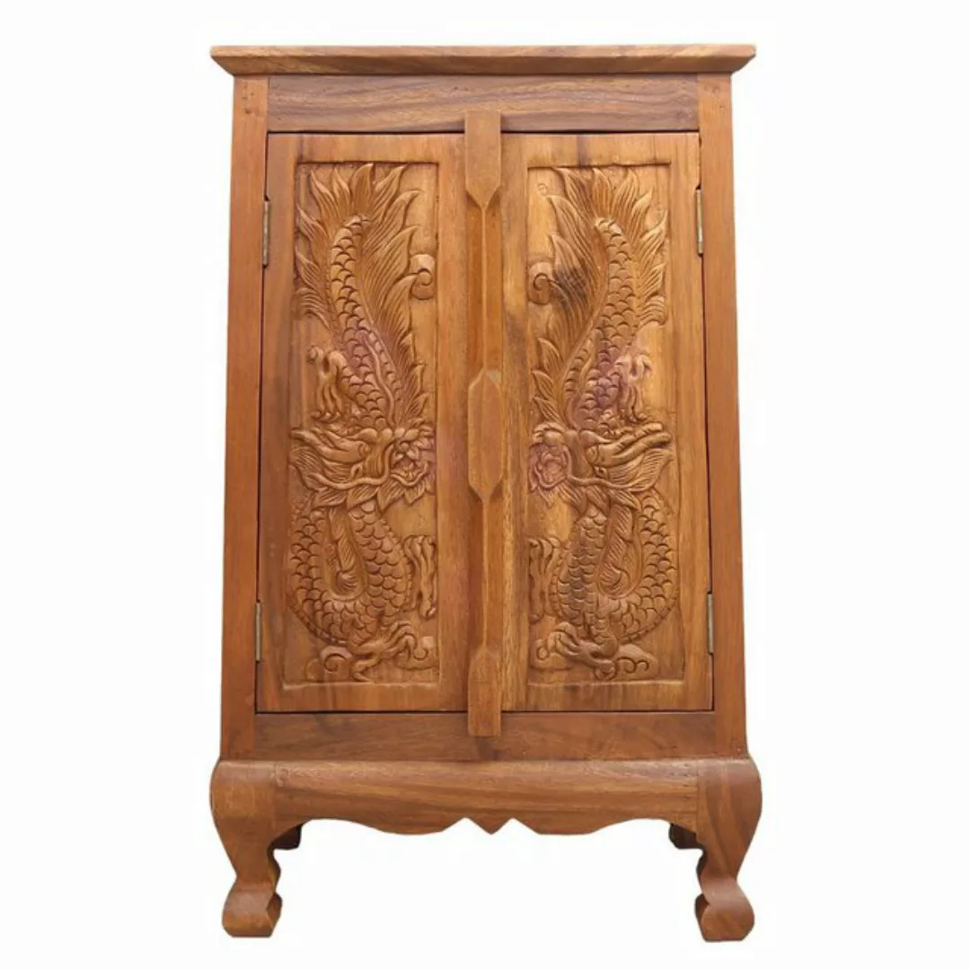 Oriental Galerie Mehrzweckschrank Flurschrank Braun mit Schnitzerei 80 cm D günstig online kaufen