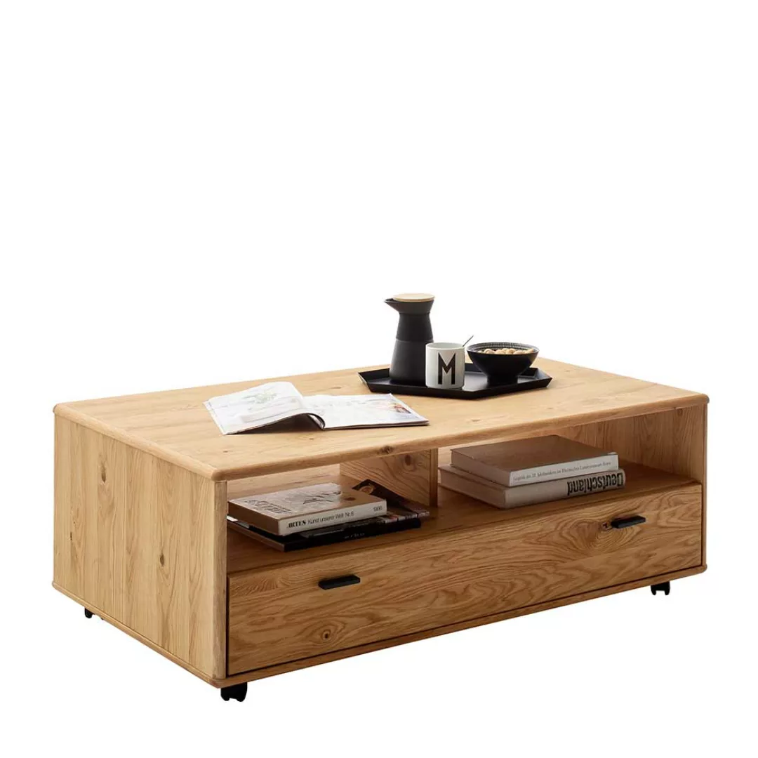 Wohnzimmer Tisch mit Schublade in Wildeichefarben 115 cm breit günstig online kaufen
