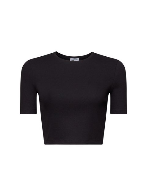 Esprit T-Shirt Geripptes Baumwoll-T-Shirt in verkürzter Länge (1-tlg) günstig online kaufen