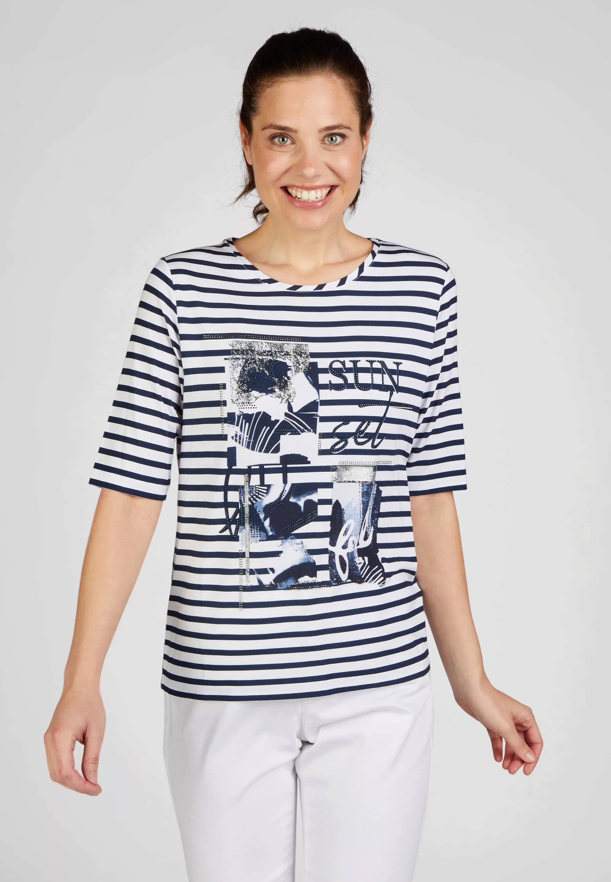 Rabe T-Shirt mit lebhaftem Streifen-Muster günstig online kaufen