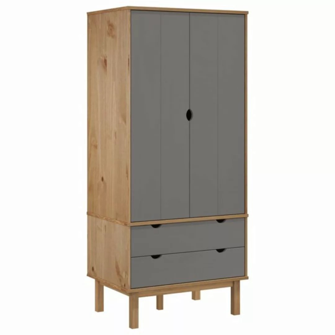 vidaXL Kleiderschrank Kleiderschrank Braun Grau 76,5x53x172 cm Massivholz K günstig online kaufen