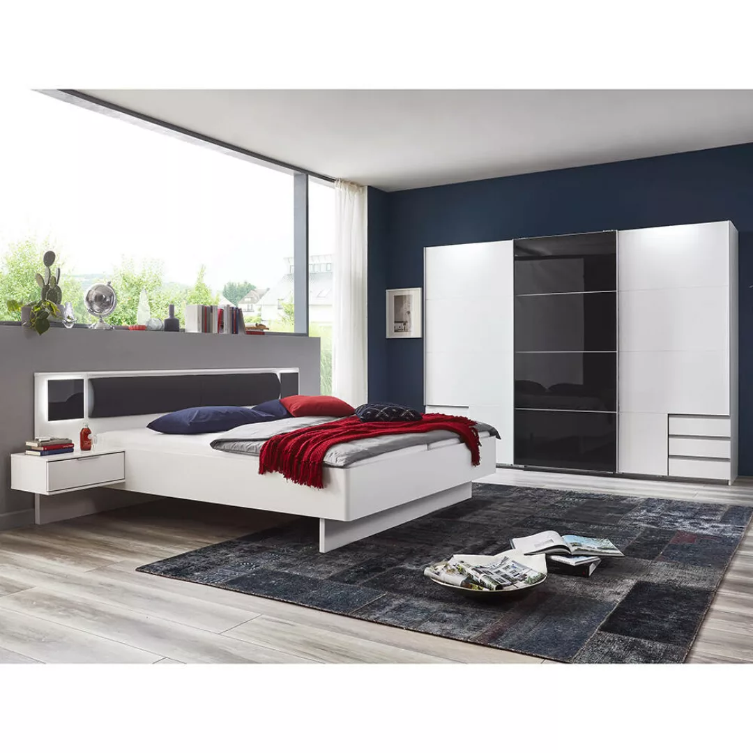 Schlafzimmer Set 2-teilig VIESTE-43 mit Bett 180x200 in weiß mit graphit günstig online kaufen