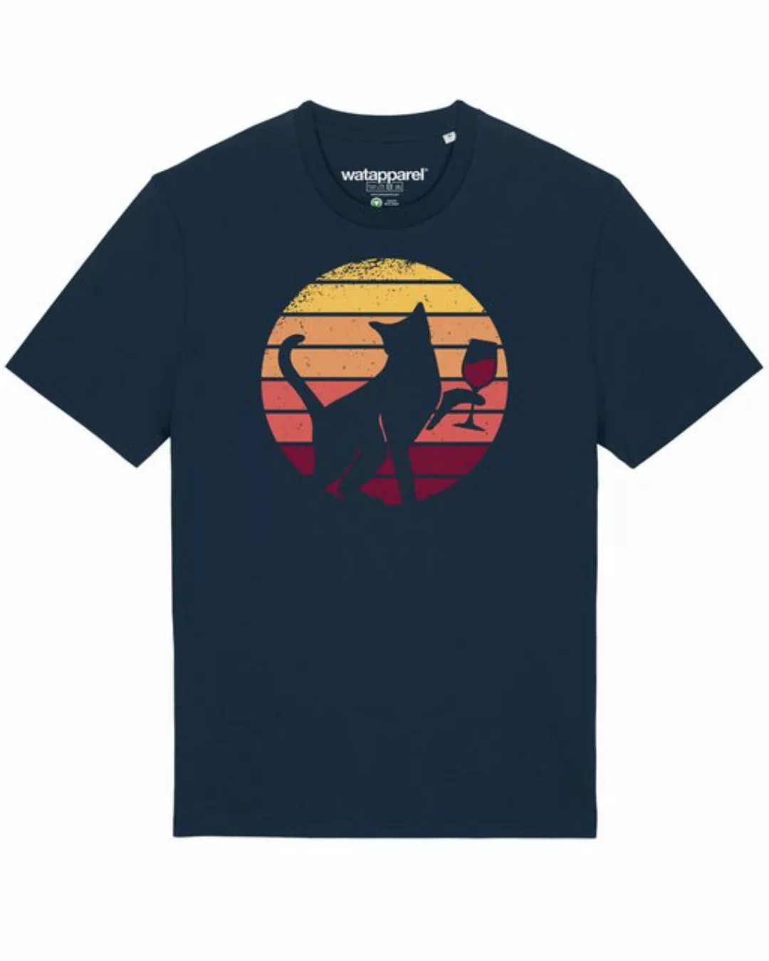 wat? Apparel Print-Shirt Sunset Katze & Rotwein (1-tlg) günstig online kaufen