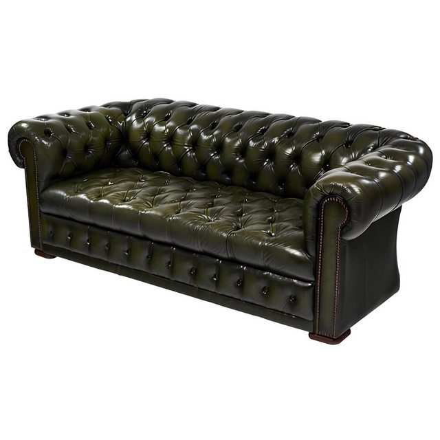 Xlmoebel Sofa Chesterfield Sofa aus grünem Polsterleder Stoff, 3-Sitzer Cou günstig online kaufen