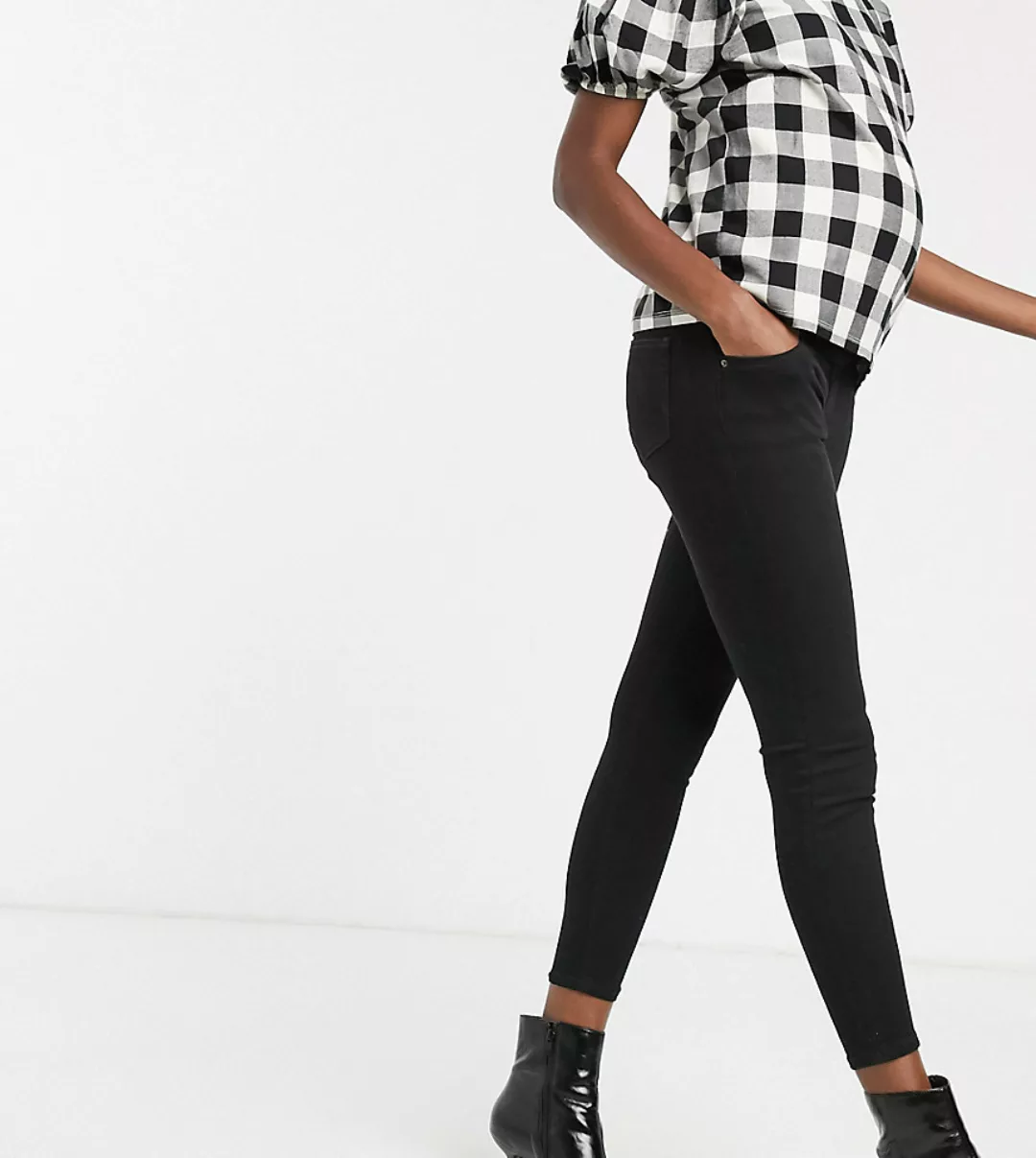 Topshop Maternity – Jamie – Schwarze Skinny-Jeans mit Unterbauchbund günstig online kaufen