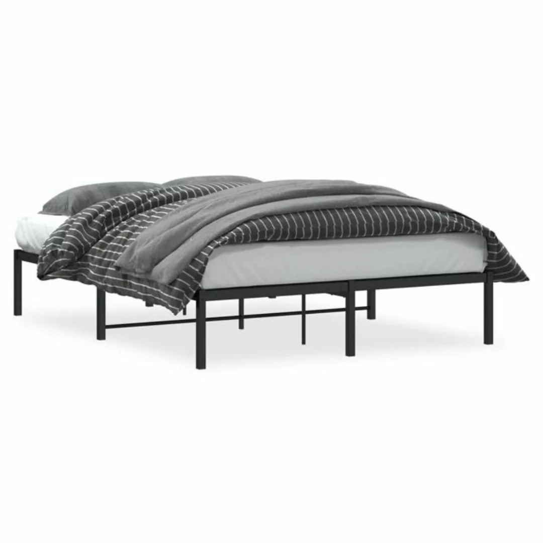 vidaXL Bettgestell Bettgestell Metall Schwarz 135x190 cm Bett Bettgestell günstig online kaufen