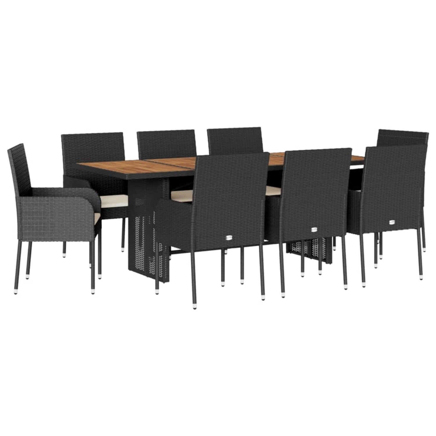 vidaXL 9-Tlg Garten-Essgruppe mit Kissen Schwarz Poly Rattan 3213511 günstig online kaufen