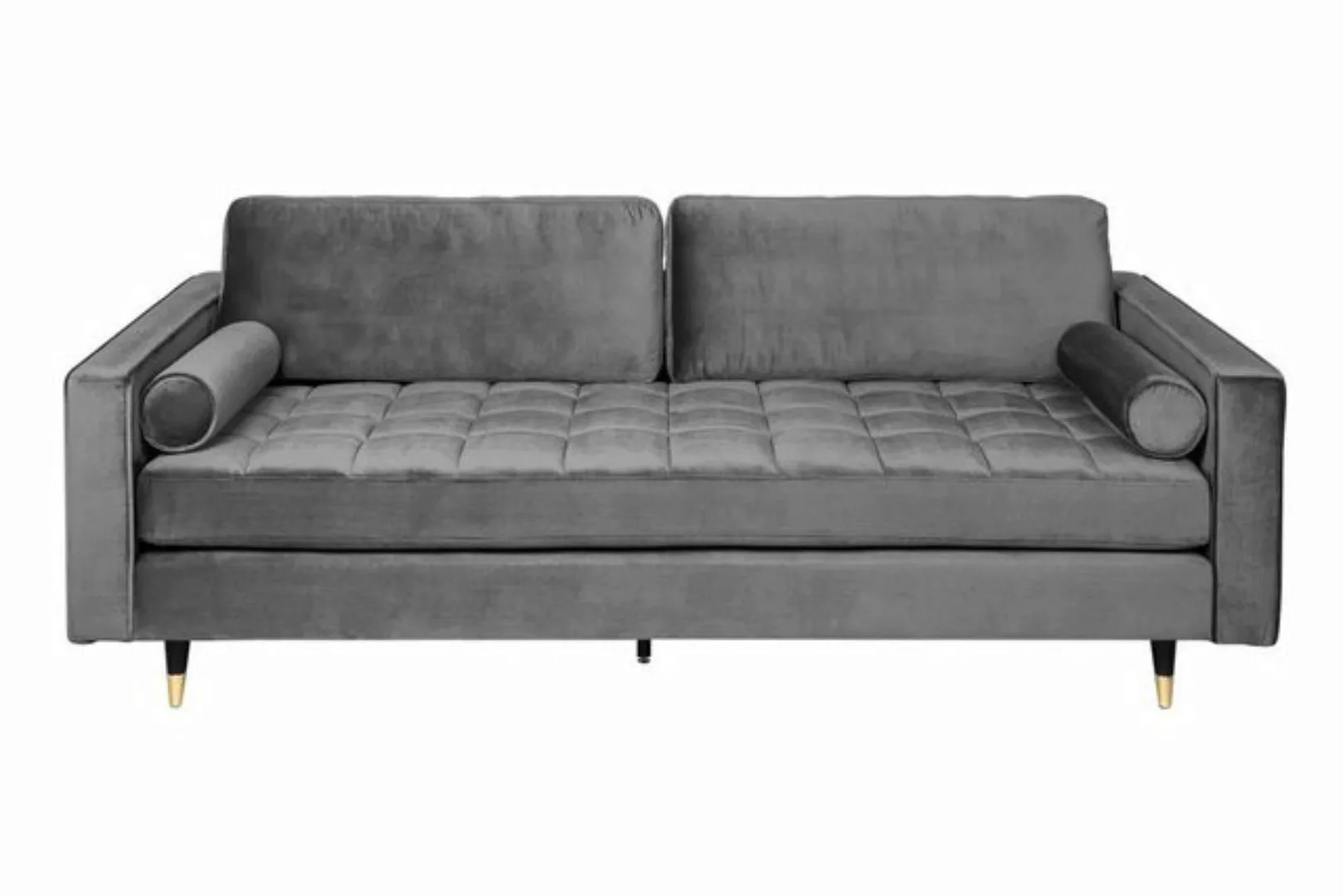 LebensWohnArt Sofa Modernes 3er Sofa 220cm COMFORT grau Samt Federkern günstig online kaufen
