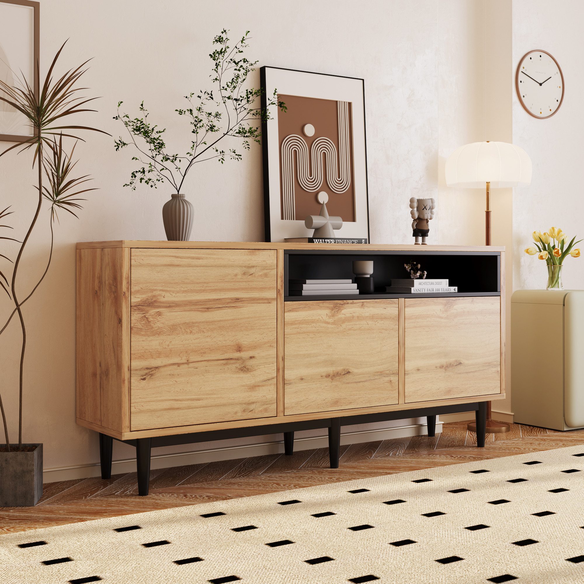 Merax Sideboard im Landhausstil mit Metallfüße, günstig online kaufen