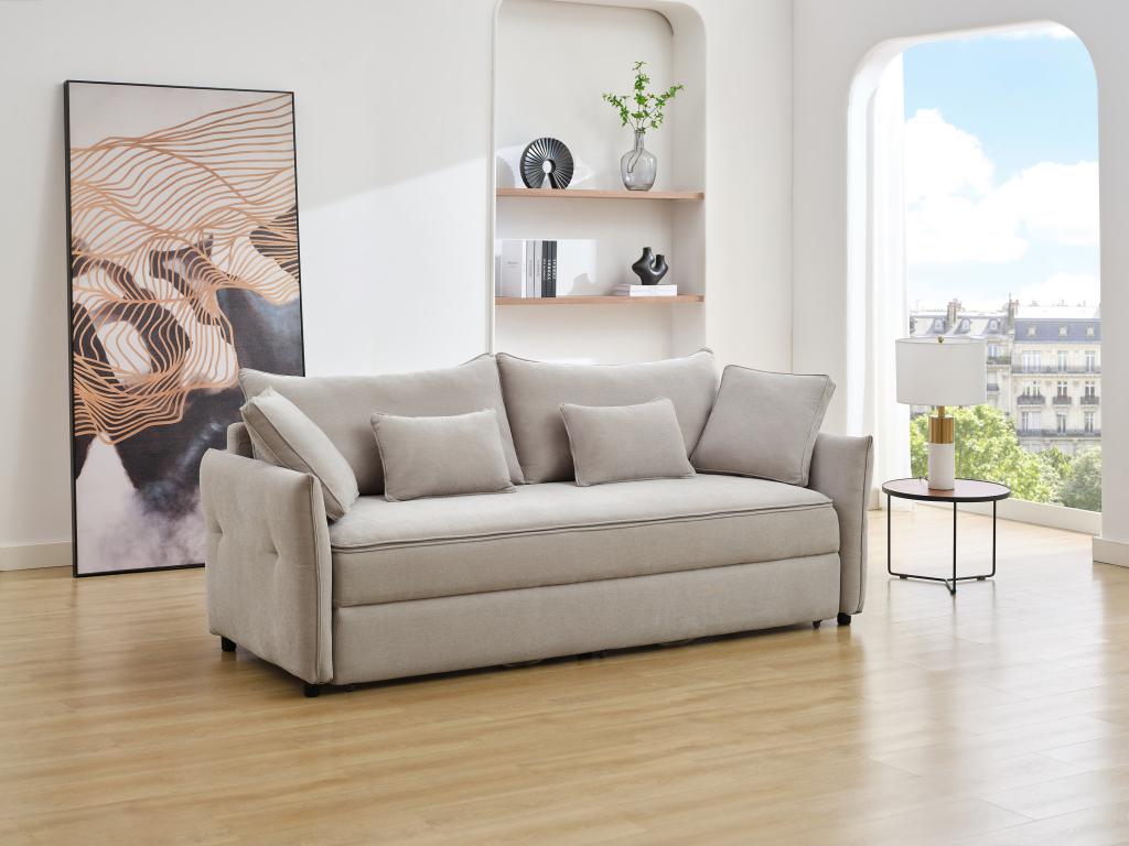 Sofa mit Schlaffunktion 3-Sitzer - Sitzfläche mit Memory Schaum - Stoff - G günstig online kaufen