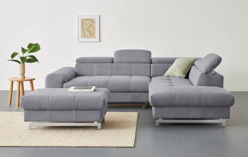 COTTA Ecksofa "Chef L-Form", mit Kopfteilverstellung, edle Metallkufen, wah günstig online kaufen