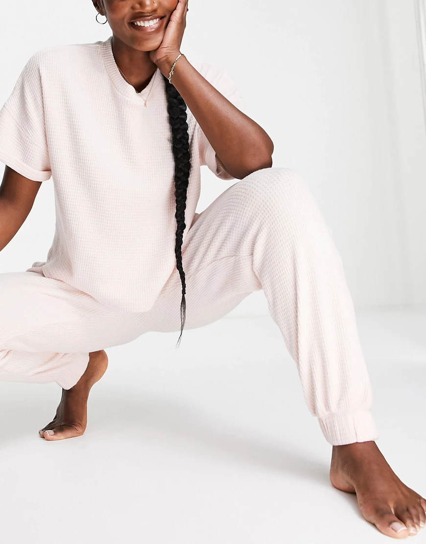 ASOS DESIGN – Mix & Match – Pyjama-Jogginghose mit gebürsteter Waffelstrukt günstig online kaufen