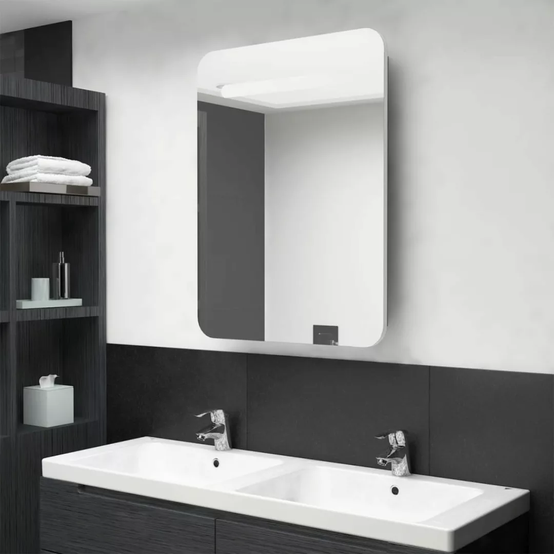 Led-bad-spiegelschrank Weiß Und Eichenoptik 60x11x80 Cm günstig online kaufen