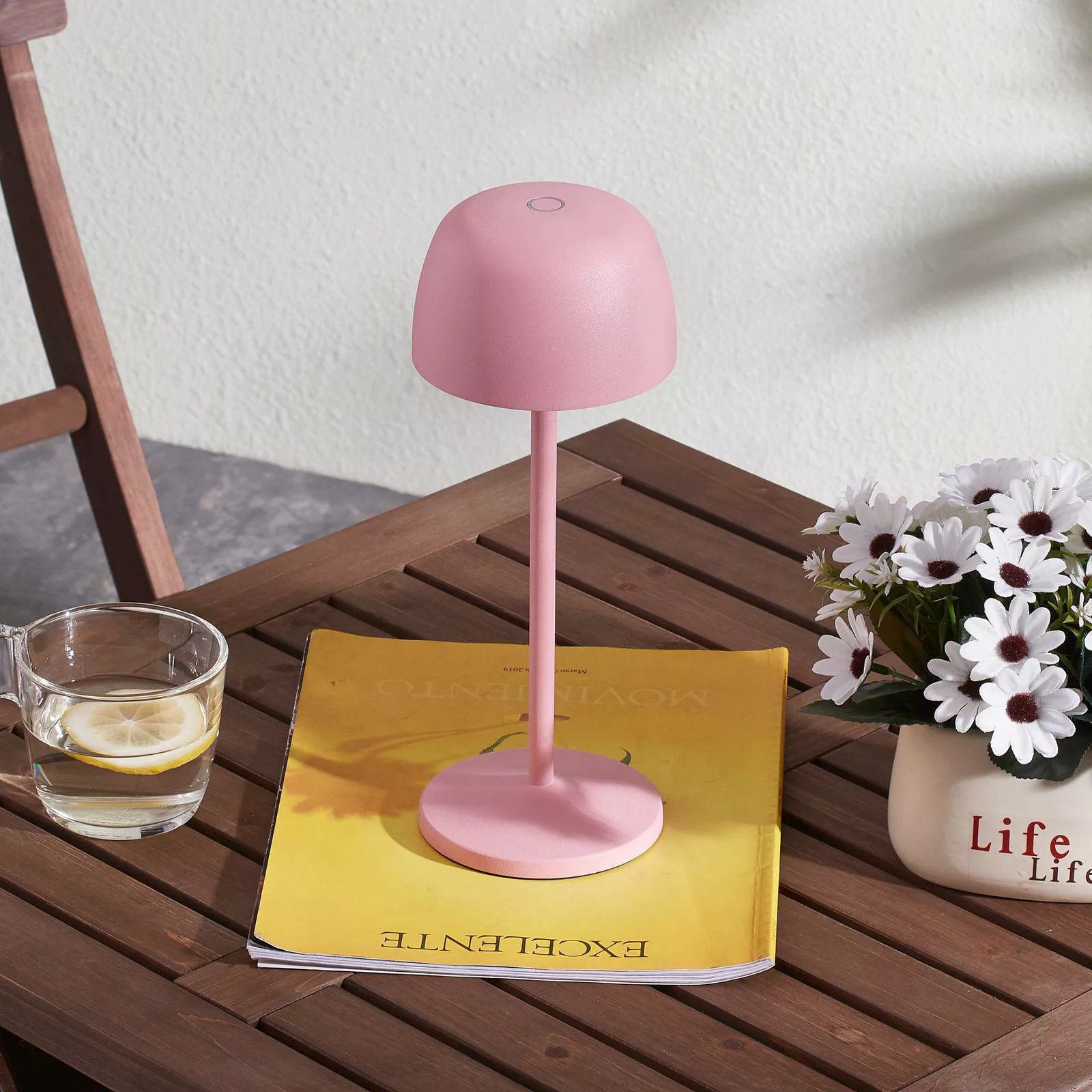 Lindby LED-Akku-Tischleuchte Arietty, pink, Alu, 27cm, IP54 günstig online kaufen