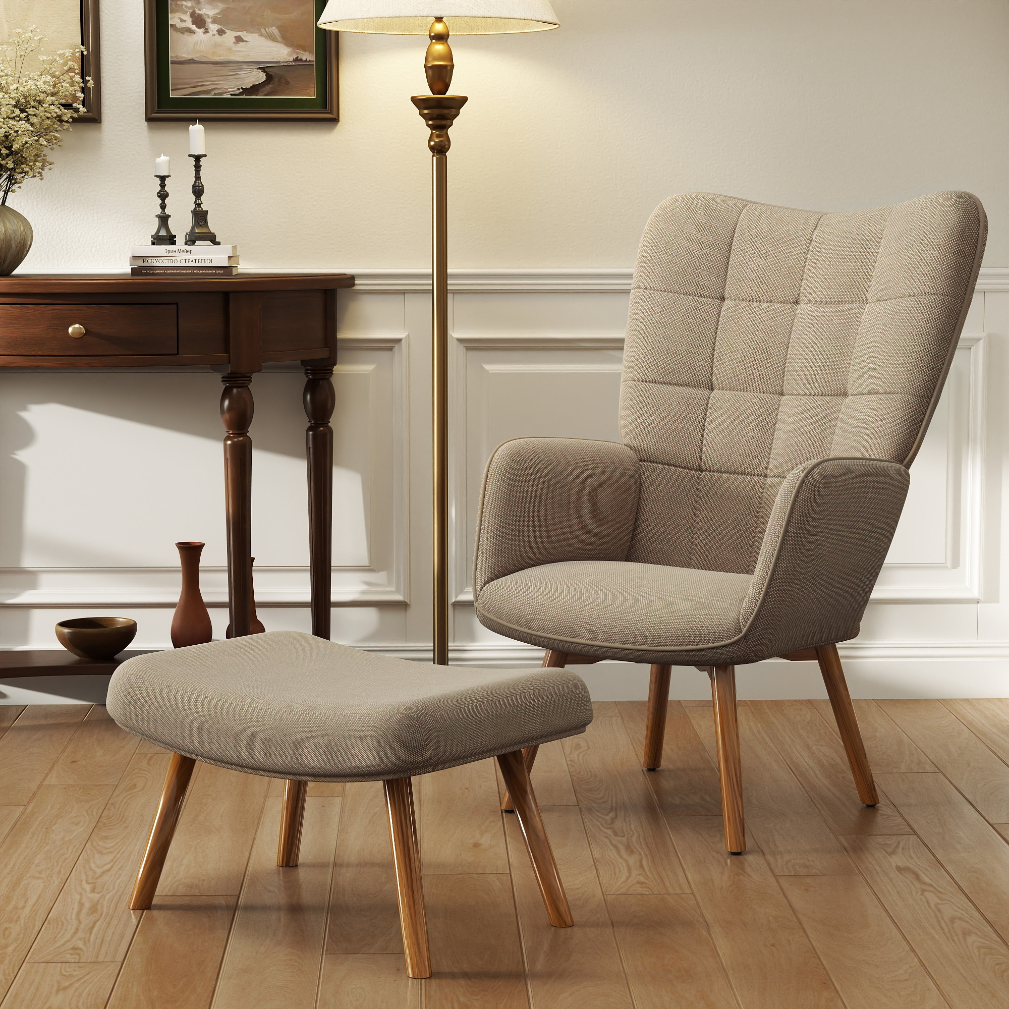 HOMCOM Ohrensessel mit Hocker, Relaxsessel, Polstersessel in Cord-Optik, Lo günstig online kaufen