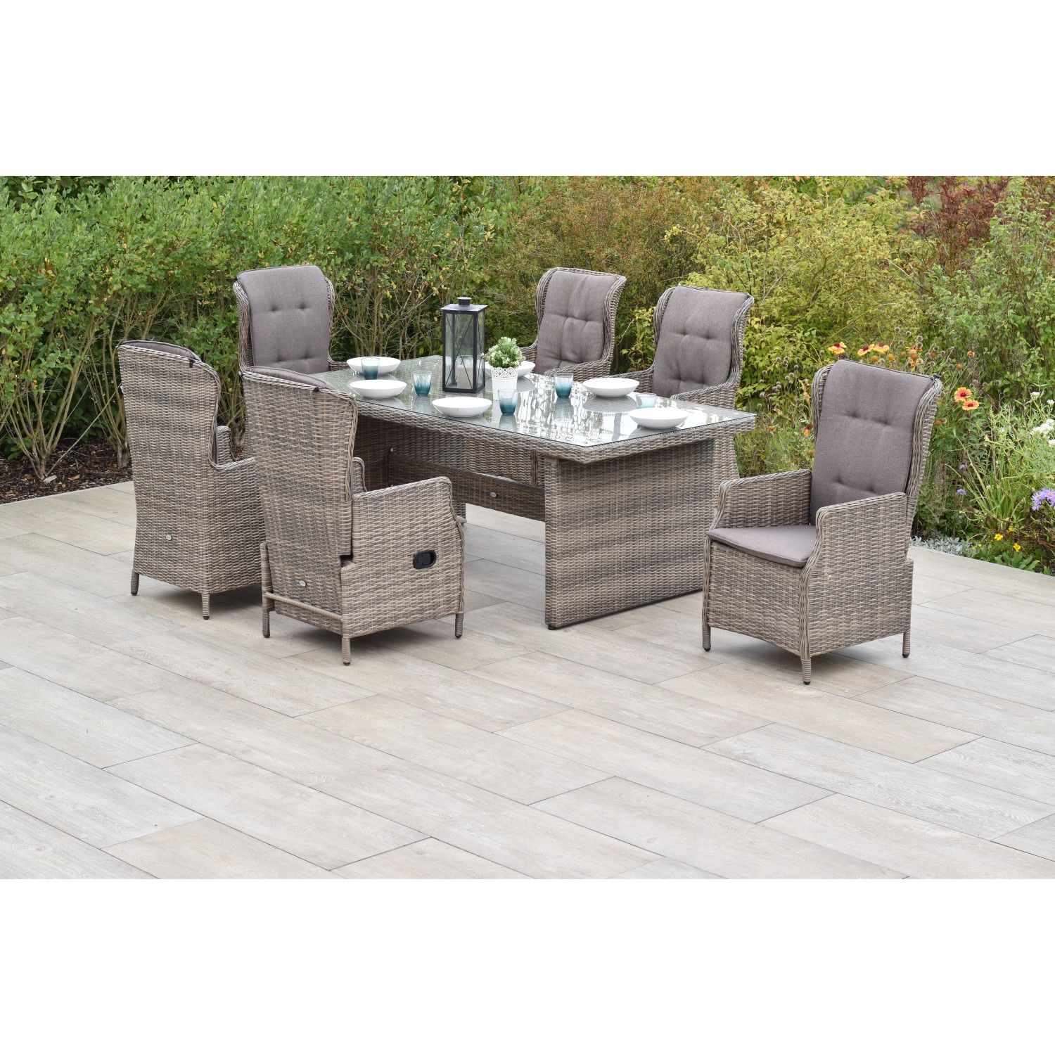 Merxx Riviera Set 13-tlg. 6 Sessel Gartentisch 200 x 100 cm günstig online kaufen