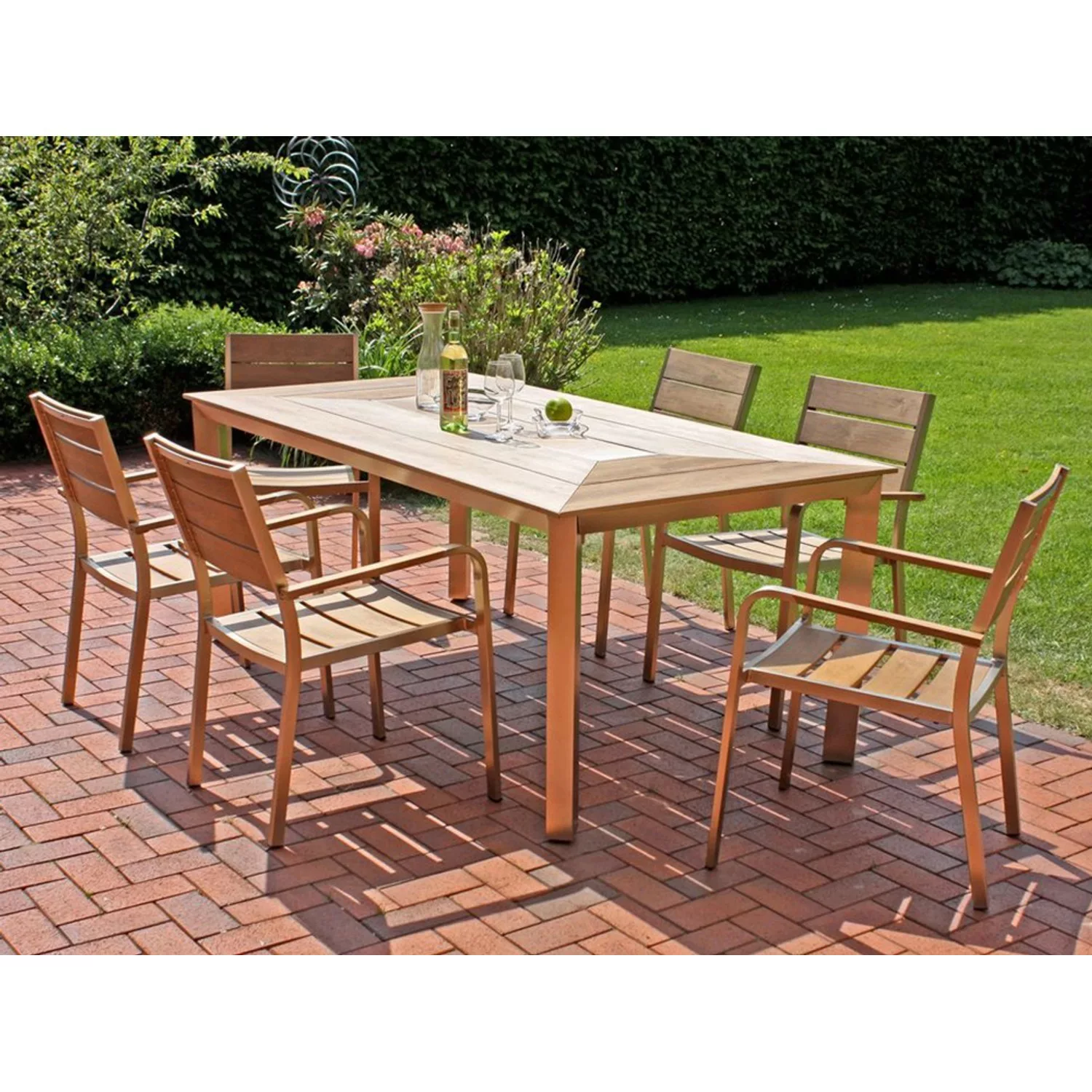 Tischgruppe Florence Teak-Optik 9-tlg. günstig online kaufen