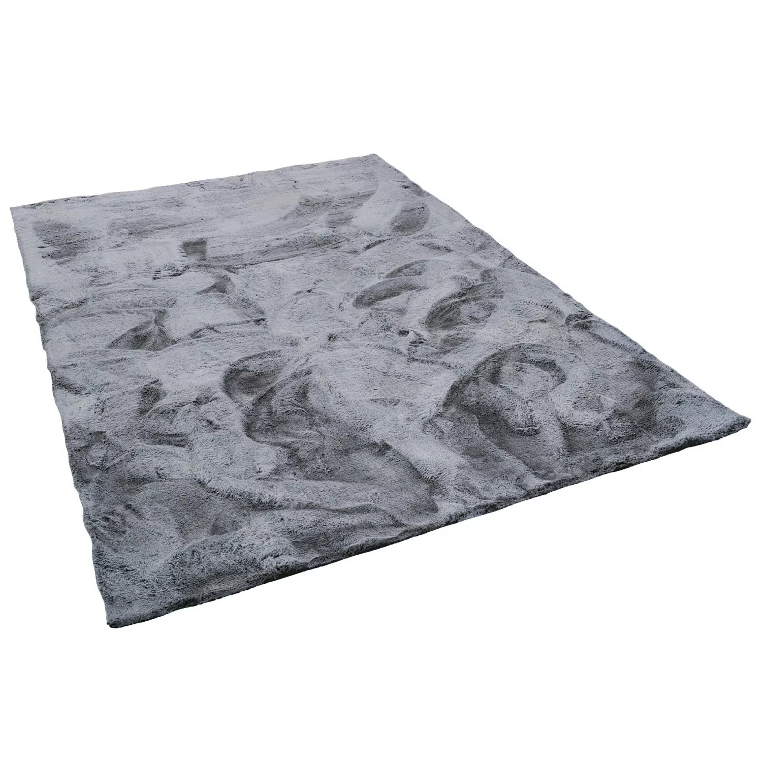 Pergamon Luxus Super Soft Fellteppich Plush Grau Meliert 70x140cm günstig online kaufen