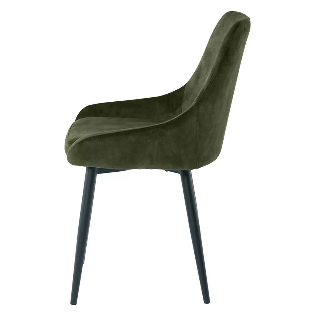 Samt Esstisch Stühle in Dunkelgrün und Schwarz 47 cm Sitzhöhe (2er Set) günstig online kaufen