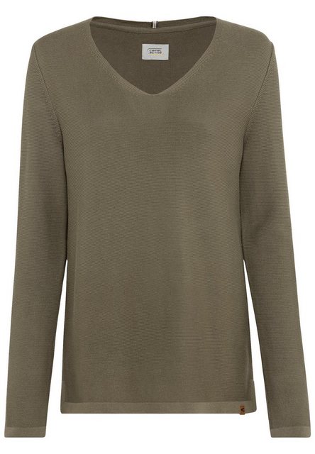 camel active Strickpullover mit V-Ausschnitt Markenlabel günstig online kaufen