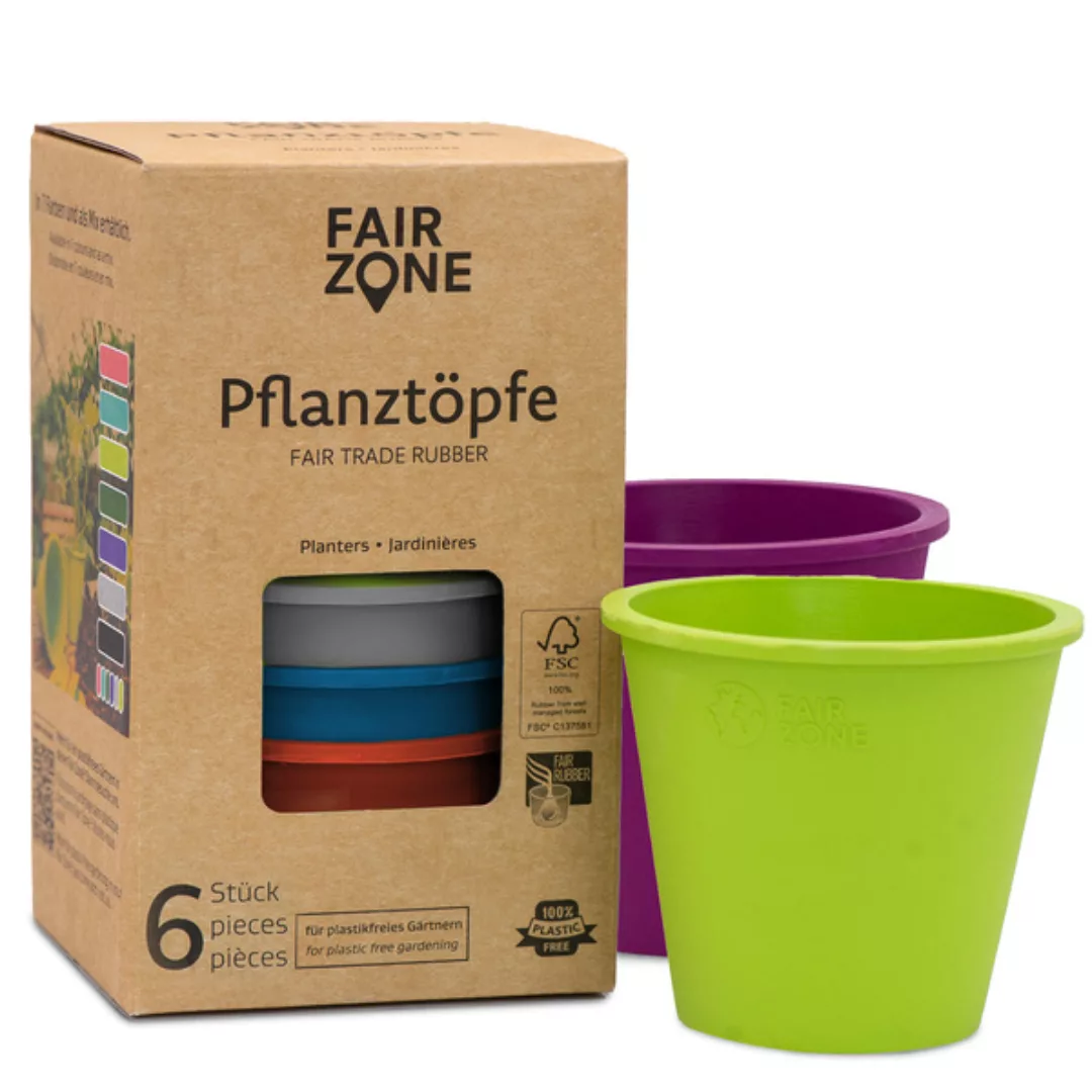 Fair Zone Pflanztopf 6er Set Aus Fair Gehandeltem Naturkautschuk günstig online kaufen