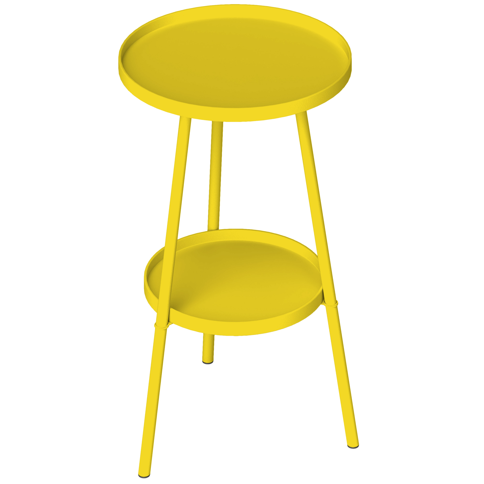 Outsunny Kleiner runder Beistelltisch mit 2 Ebenen, Gartentisch, für Terras günstig online kaufen
