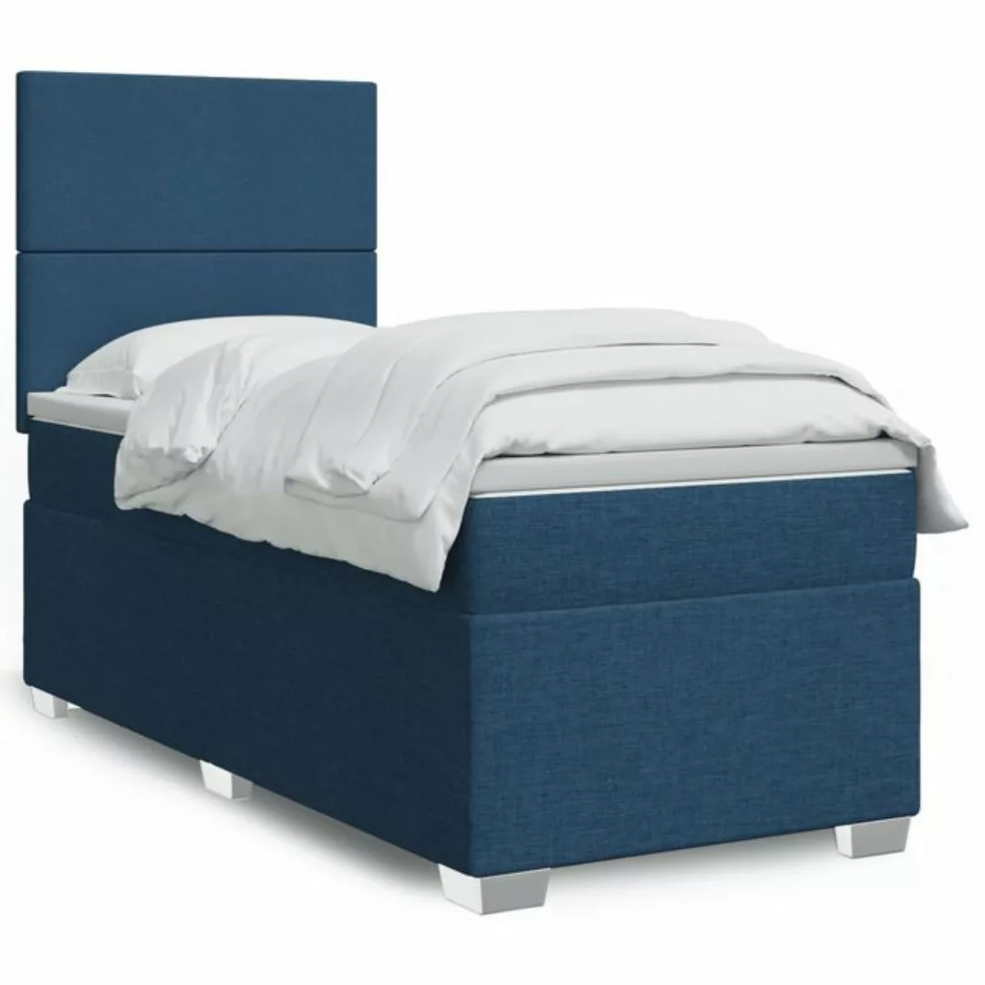 furnicato Bettgestell Boxspringbett mit Matratze Blau 80x200 cm Stoff günstig online kaufen