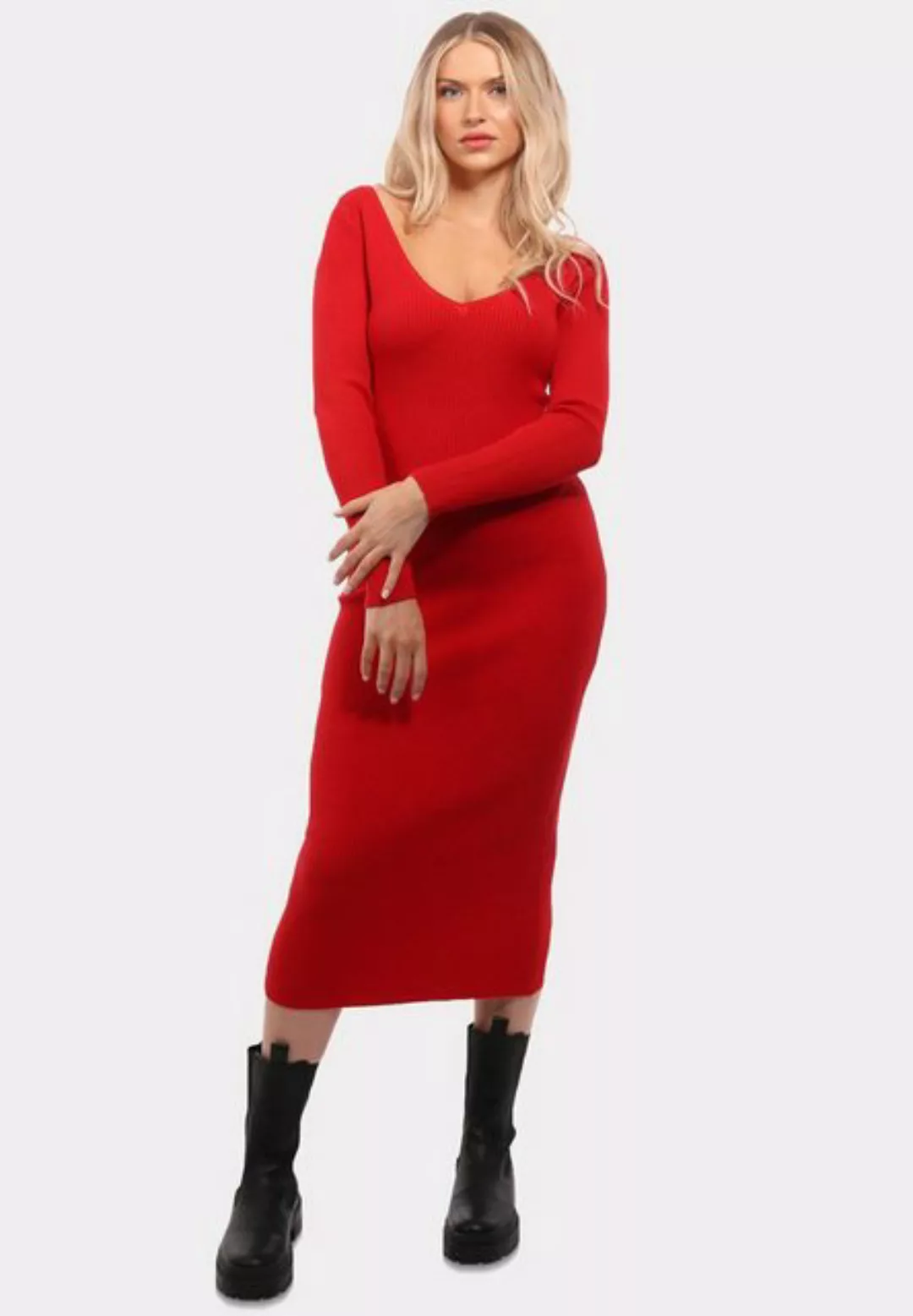 YC Fashion & Style Strickkleid V-Ausschnitt Strickkleid KNIT DRESS (Kein Se günstig online kaufen