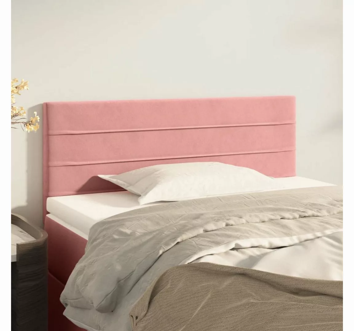 vidaXL Bett, Kopfteil Rosa 90x5x78/88 cm Samt günstig online kaufen