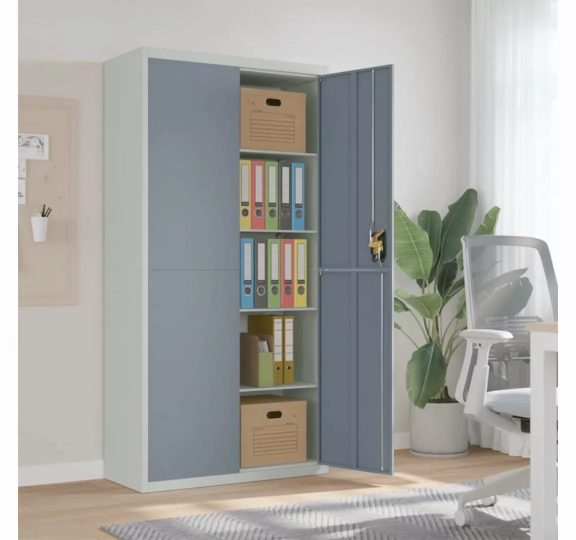 furnicato Aktenschrank Hellgrau und Dunkelgrau 90x40x180 cm Stahl günstig online kaufen