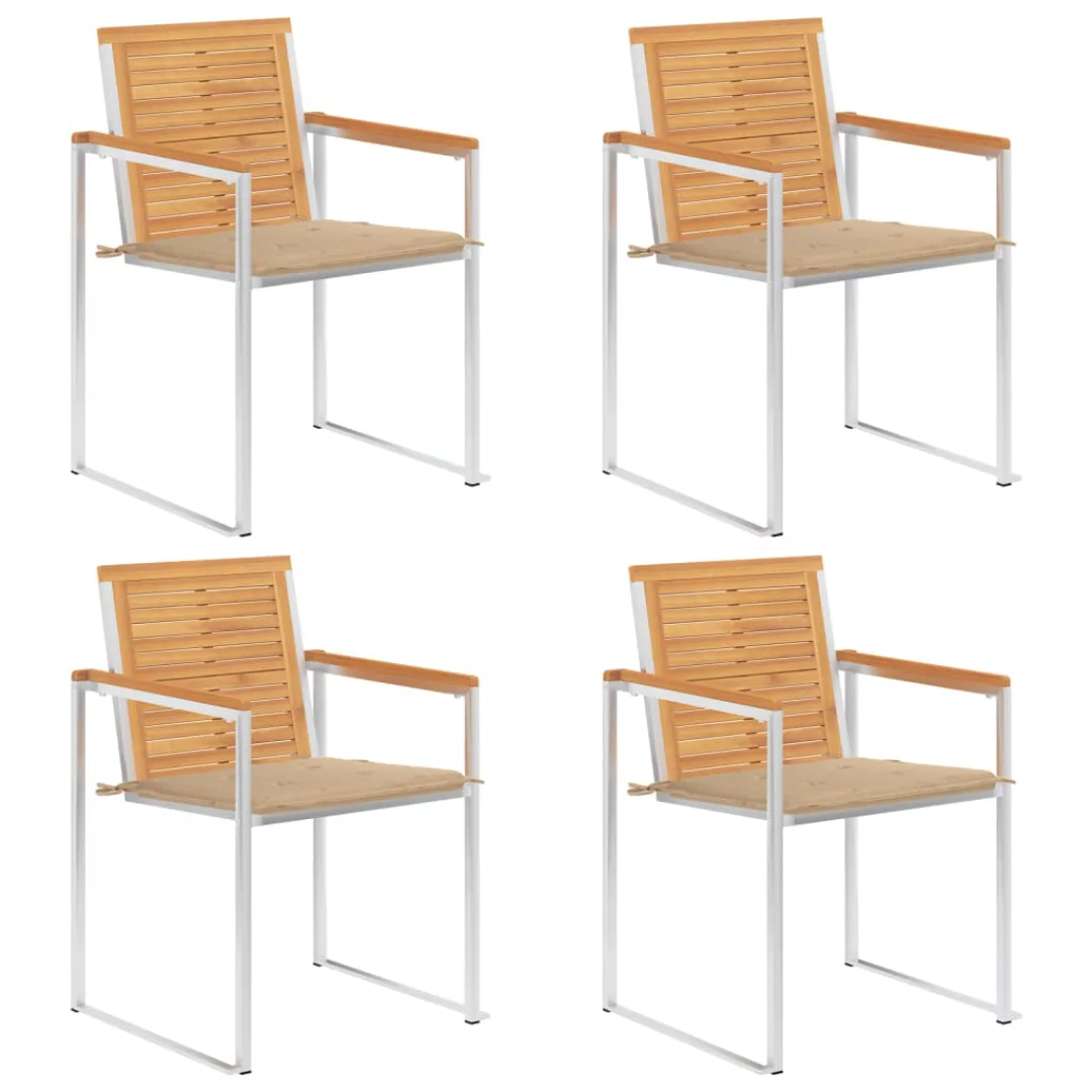 Gartenstühle 4 Stk. Mit Kissen Massivholz Teak günstig online kaufen