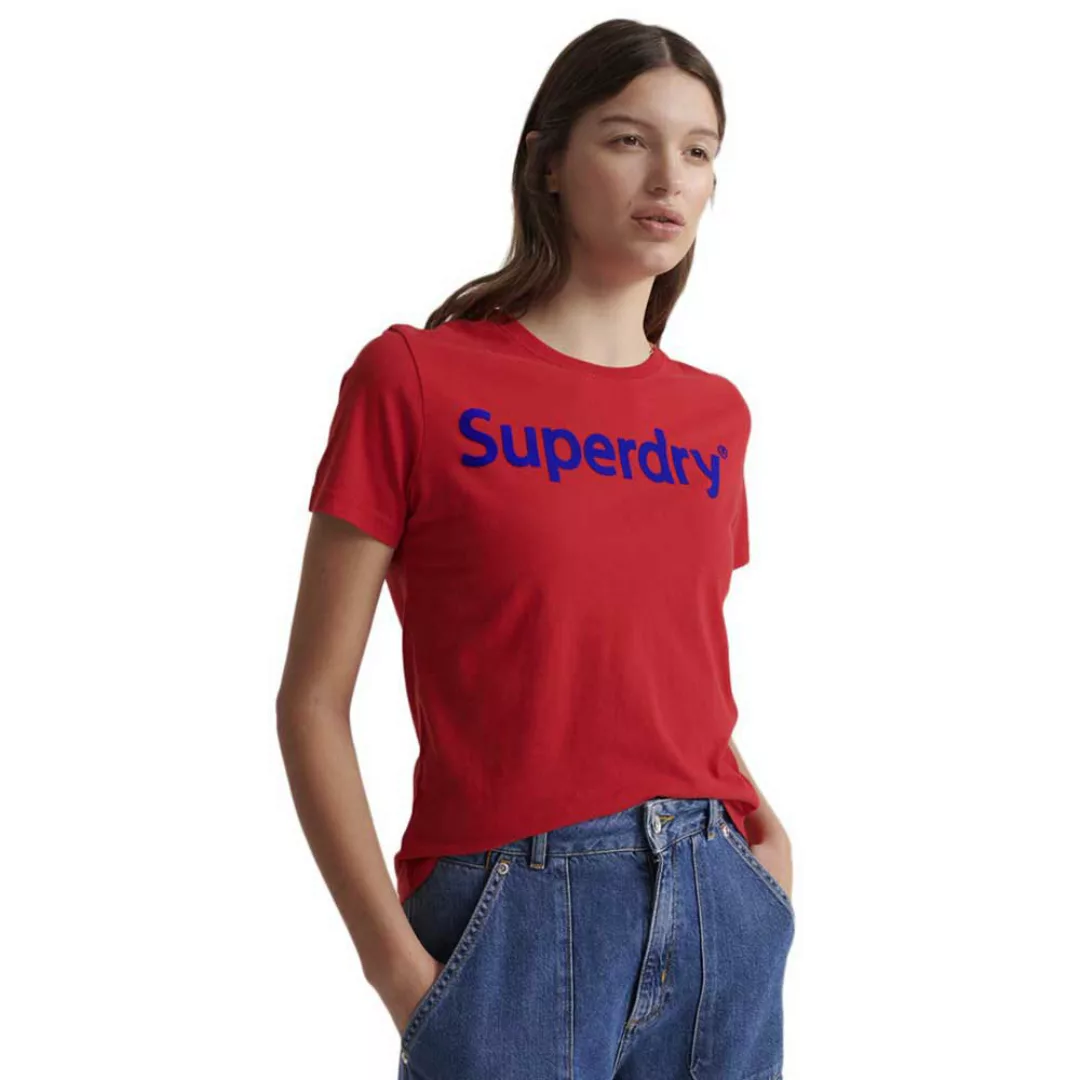 Superdry Regular Flock Kurzarm T-shirt S Rouge Red günstig online kaufen