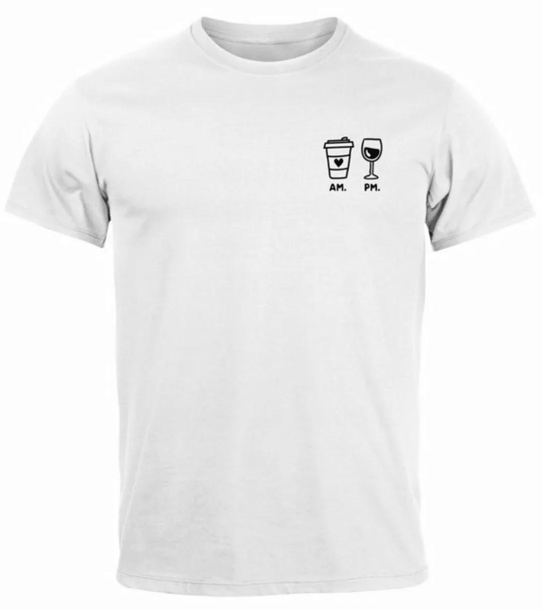 MoonWorks Print-Shirt Herren T-Shirt Kaffee Wein AM PM Aufdruck Print Brust günstig online kaufen