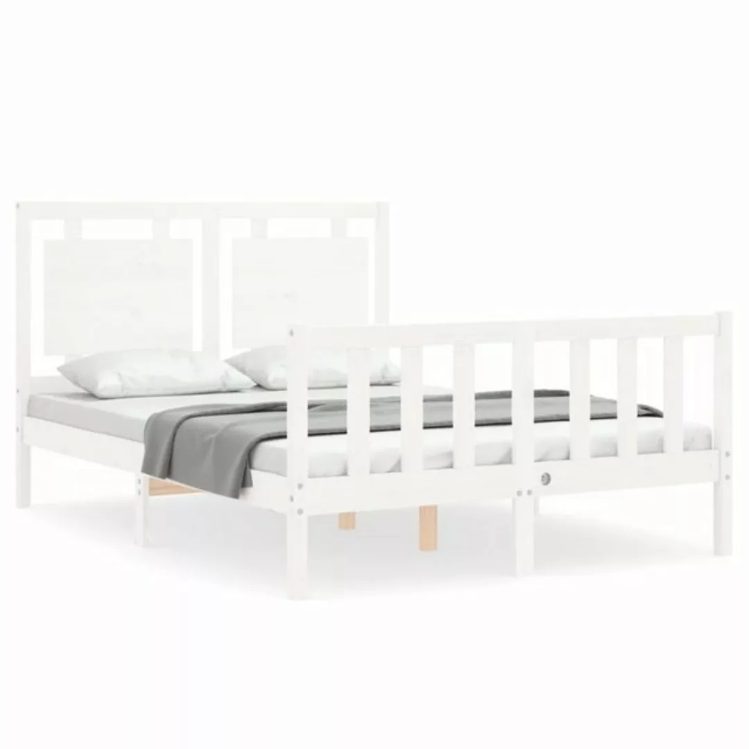 furnicato Bett Massivholzbett mit Kopfteil Weiß 140x190 cm günstig online kaufen