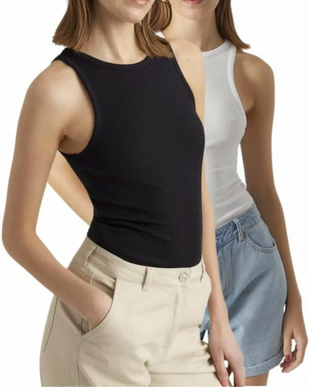 Vero Moda Ripptanktop (2er-Pack) Basic Tank Top Shirt im Doppelpack günstig online kaufen