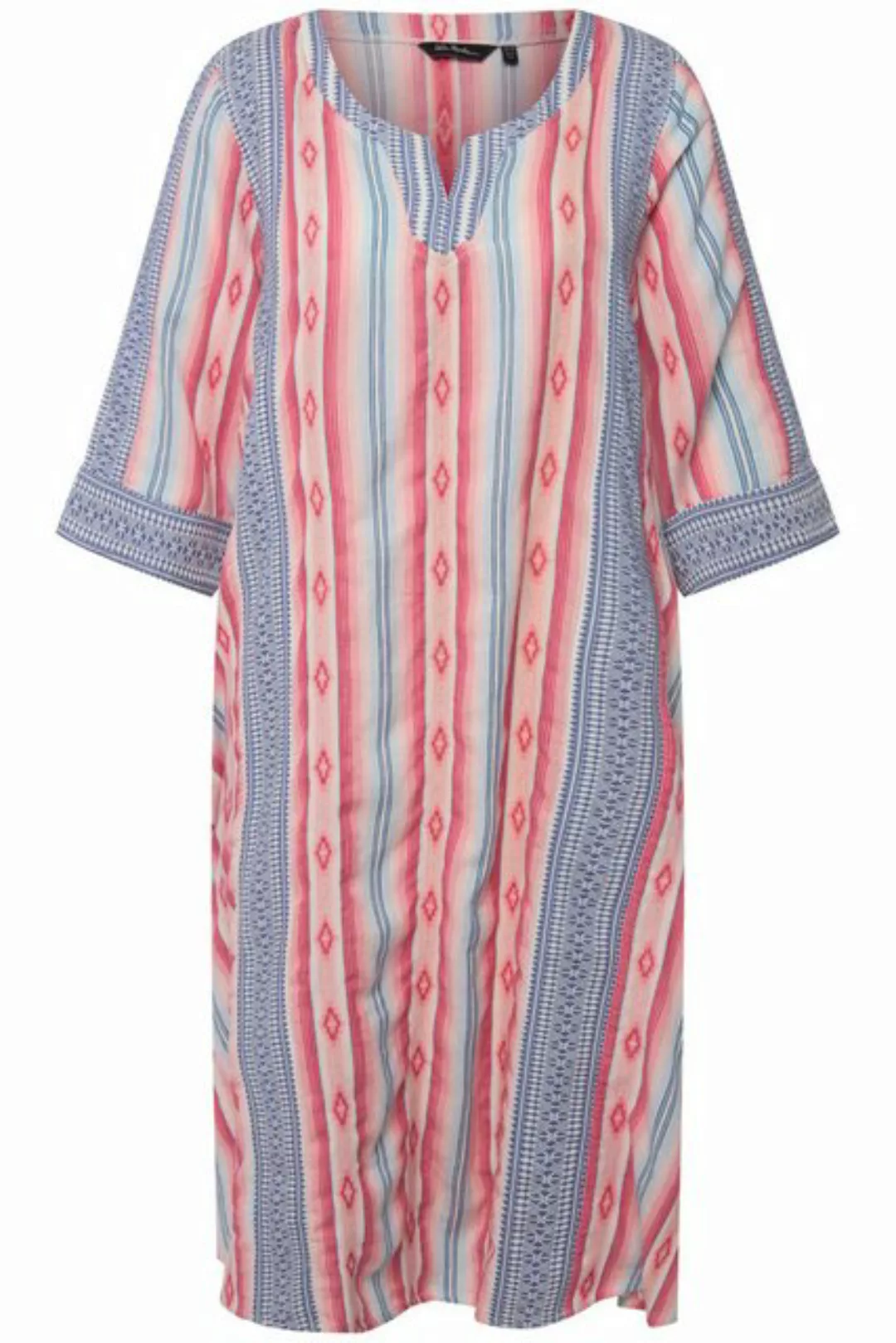 Ulla Popken Sommerkleid Kaftan Ethnomuster A-Linie Tunika-Ausschnitt günstig online kaufen