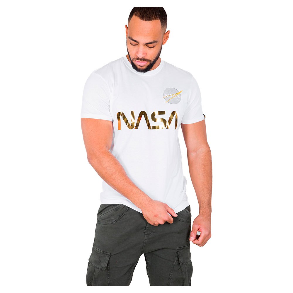 Alpha Industries Nasa Reflective Kurzärmeliges T-shirt XS White / Gold günstig online kaufen