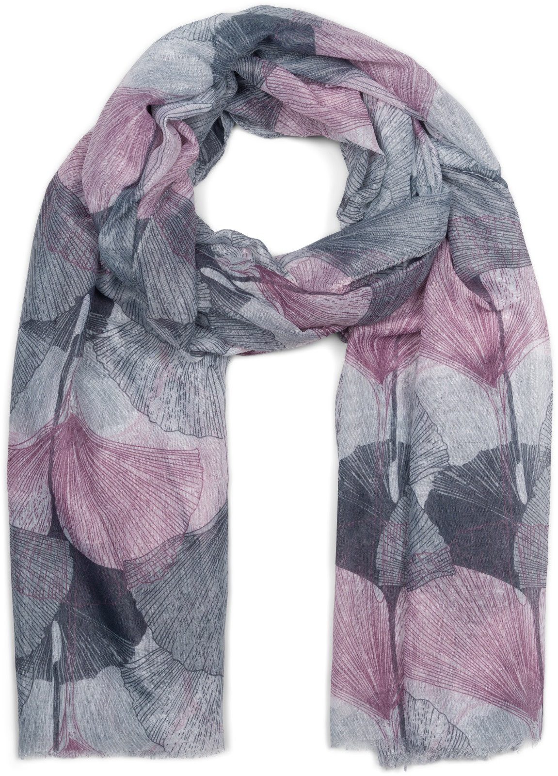 styleBREAKER Modeschal Langer Schal Ginkgo Leaves, günstig online kaufen