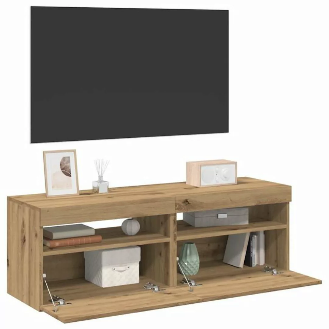 vidaXL TV-Schrank TV-Schränke mit LED-Leuchten 2 Stk. Artisan-Eiche Holzwer günstig online kaufen