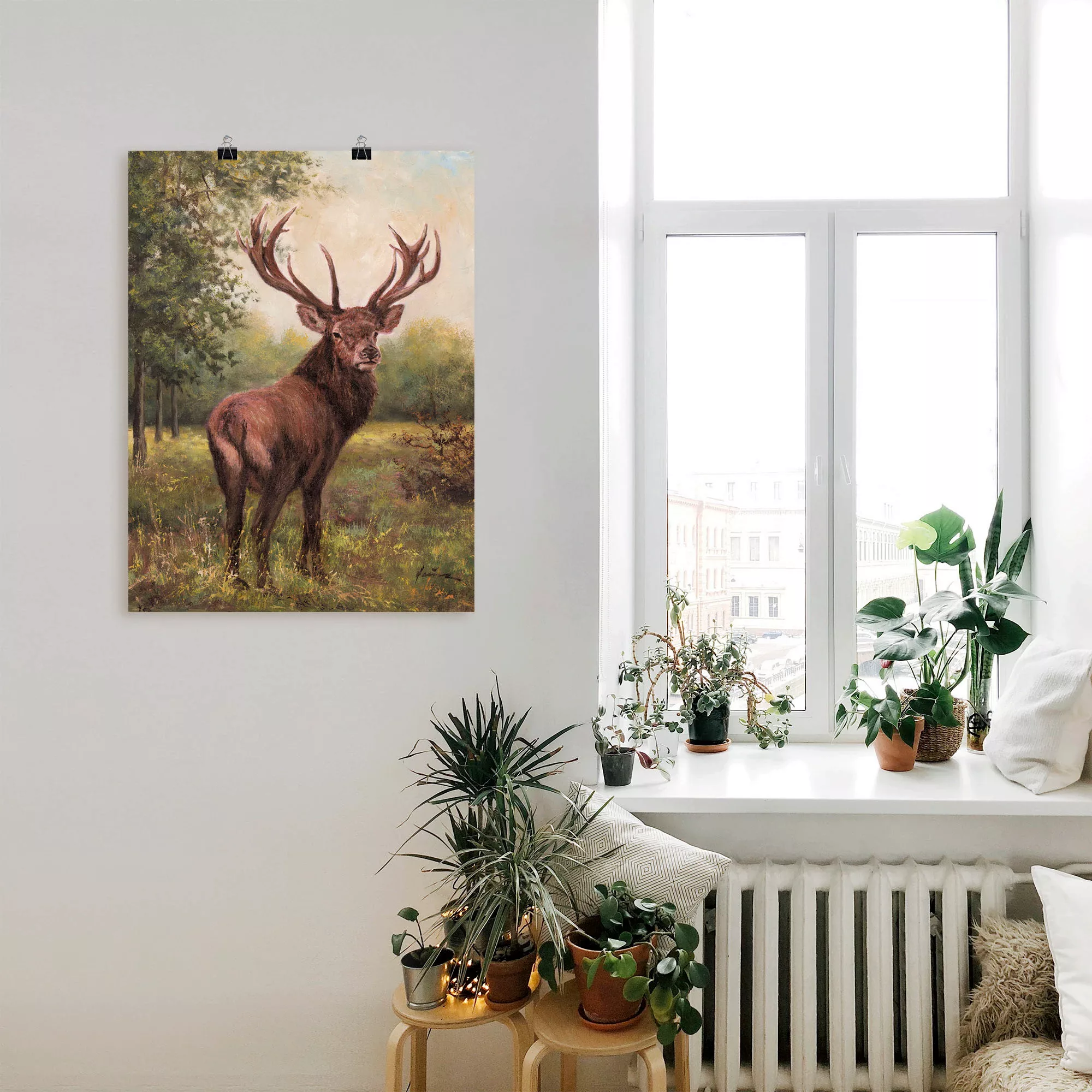 Artland Wandbild "Hirsch", Wildtiere, (1 St.), als Leinwandbild, Poster, Wa günstig online kaufen