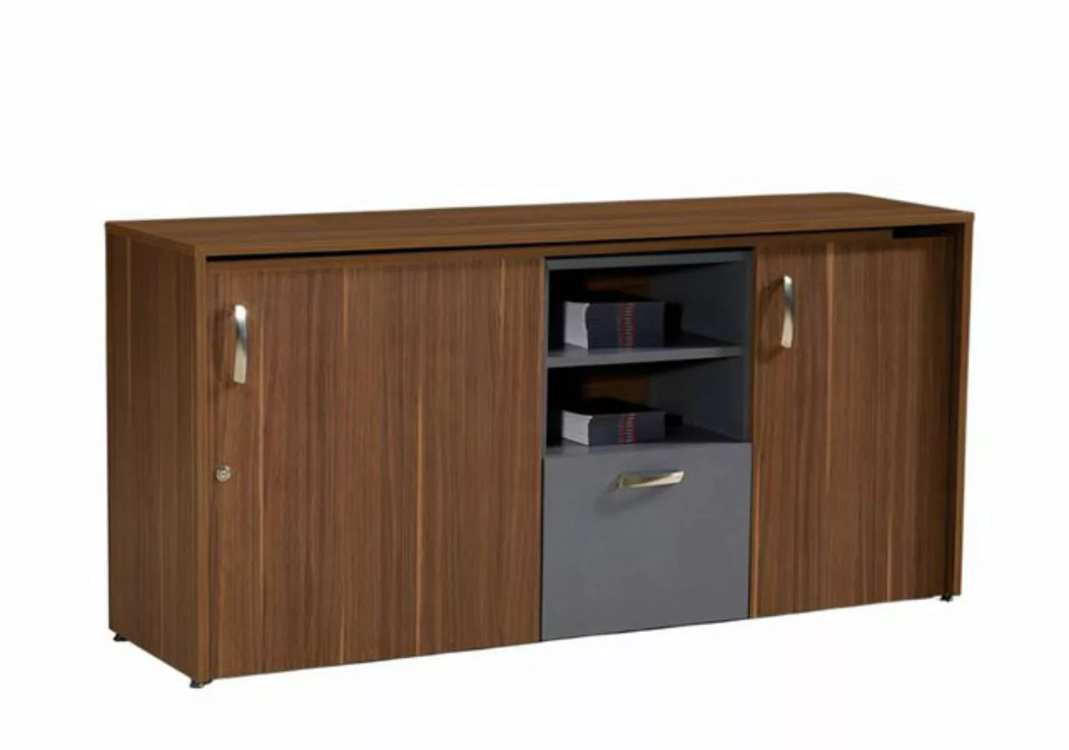 Xlmoebel Aktenschrank Neu Braun Holz Büroschrank mit integriertem Schreibti günstig online kaufen