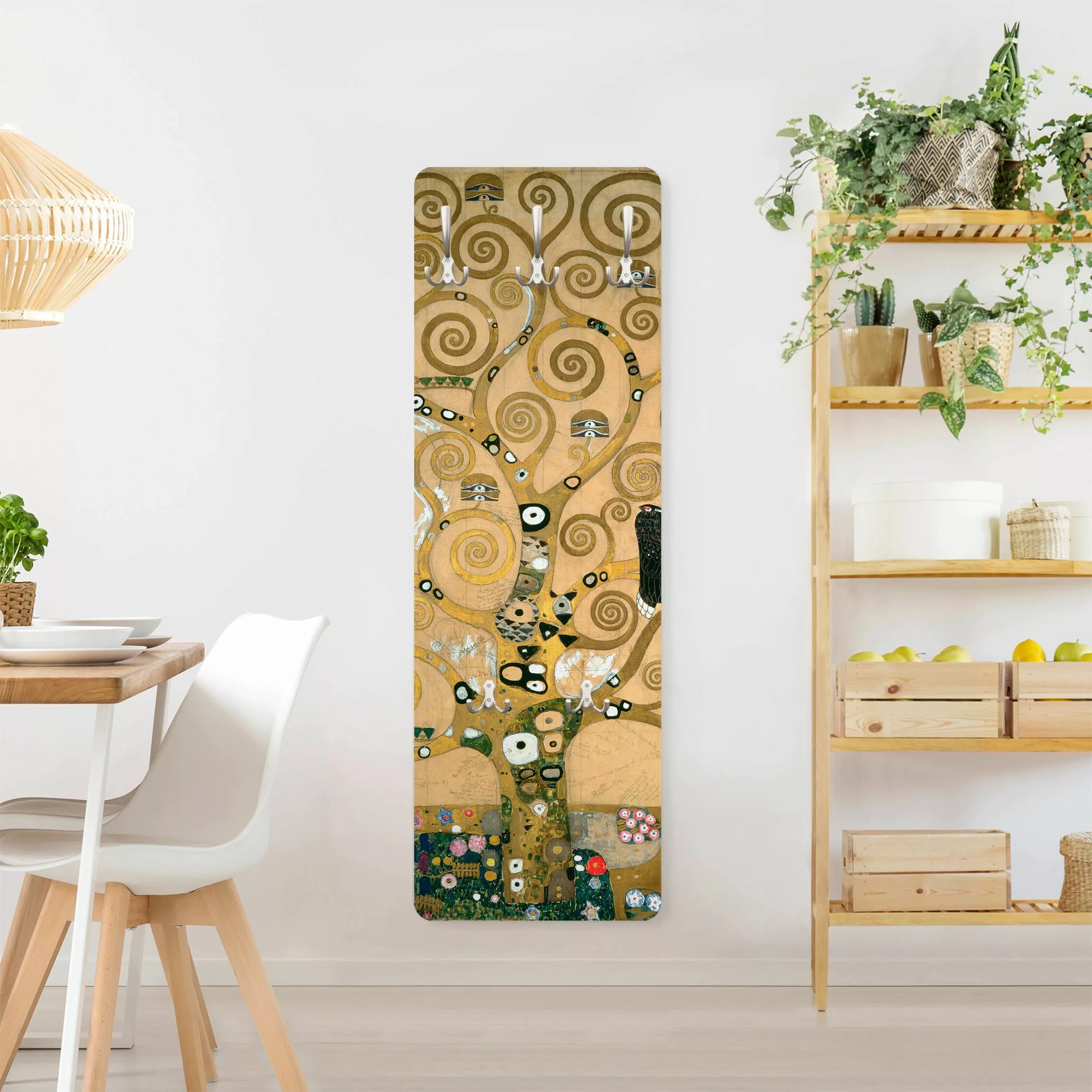 Wandgarderobe Holzpaneel Abstrakt Gustav Klimt - Der Lebensbaum günstig online kaufen