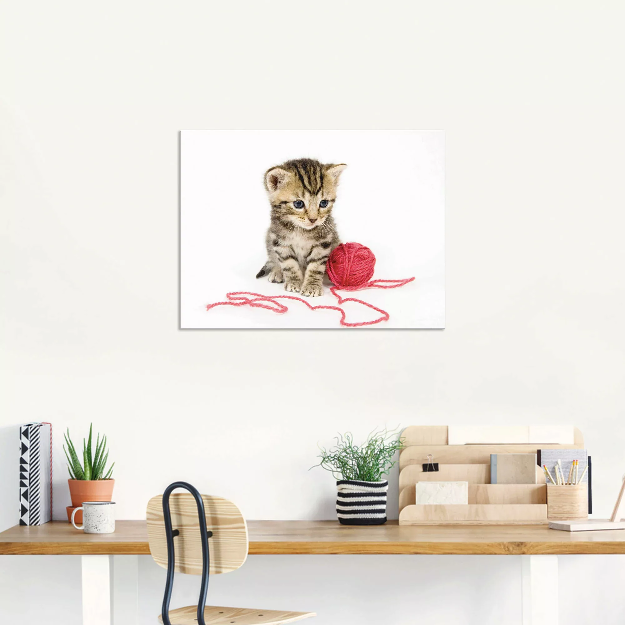 Artland Wandbild »Kätzchen mit rotem Garnball«, Haustiere, (1 St.), als Alu günstig online kaufen