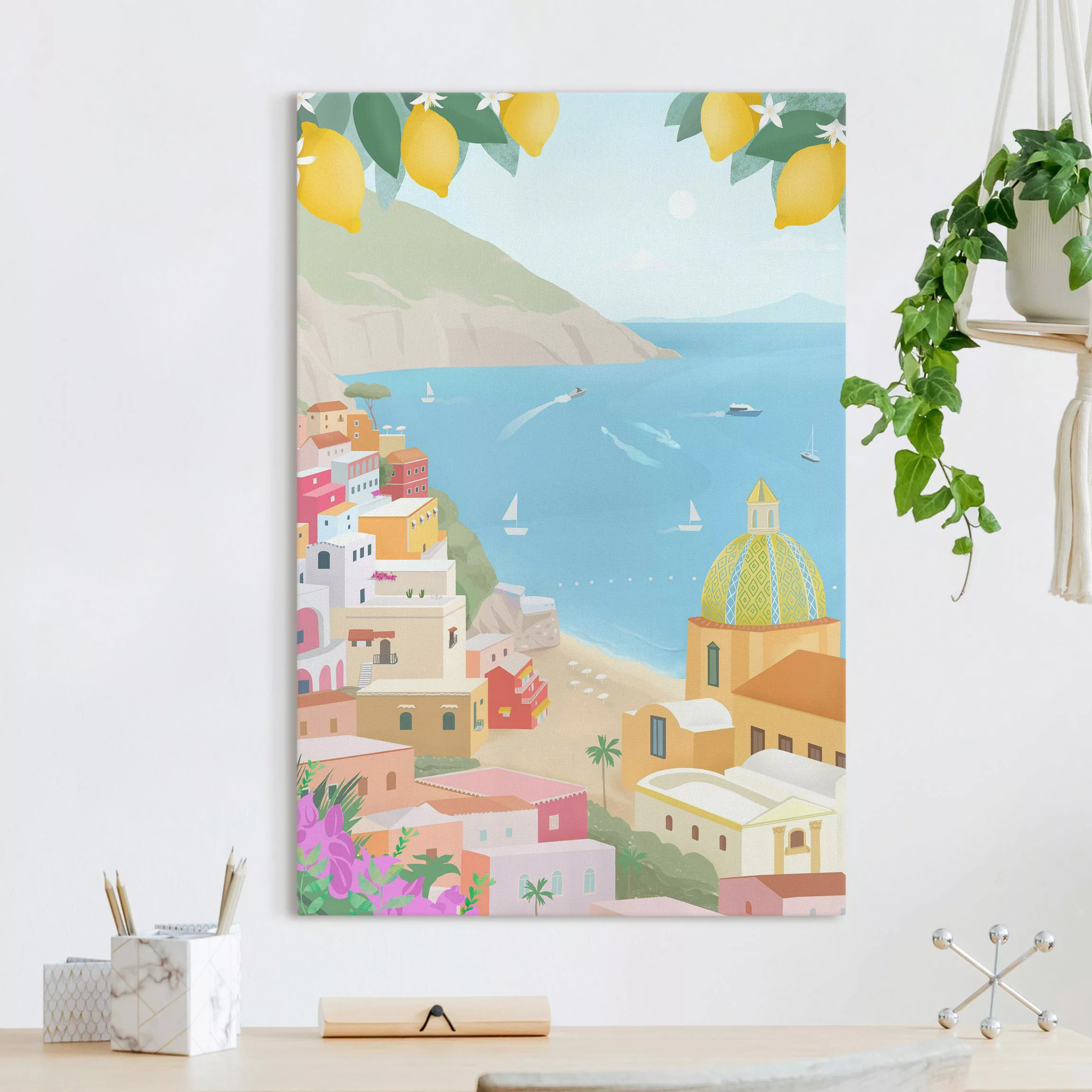 Leinwandbild Zitronen über Positano günstig online kaufen