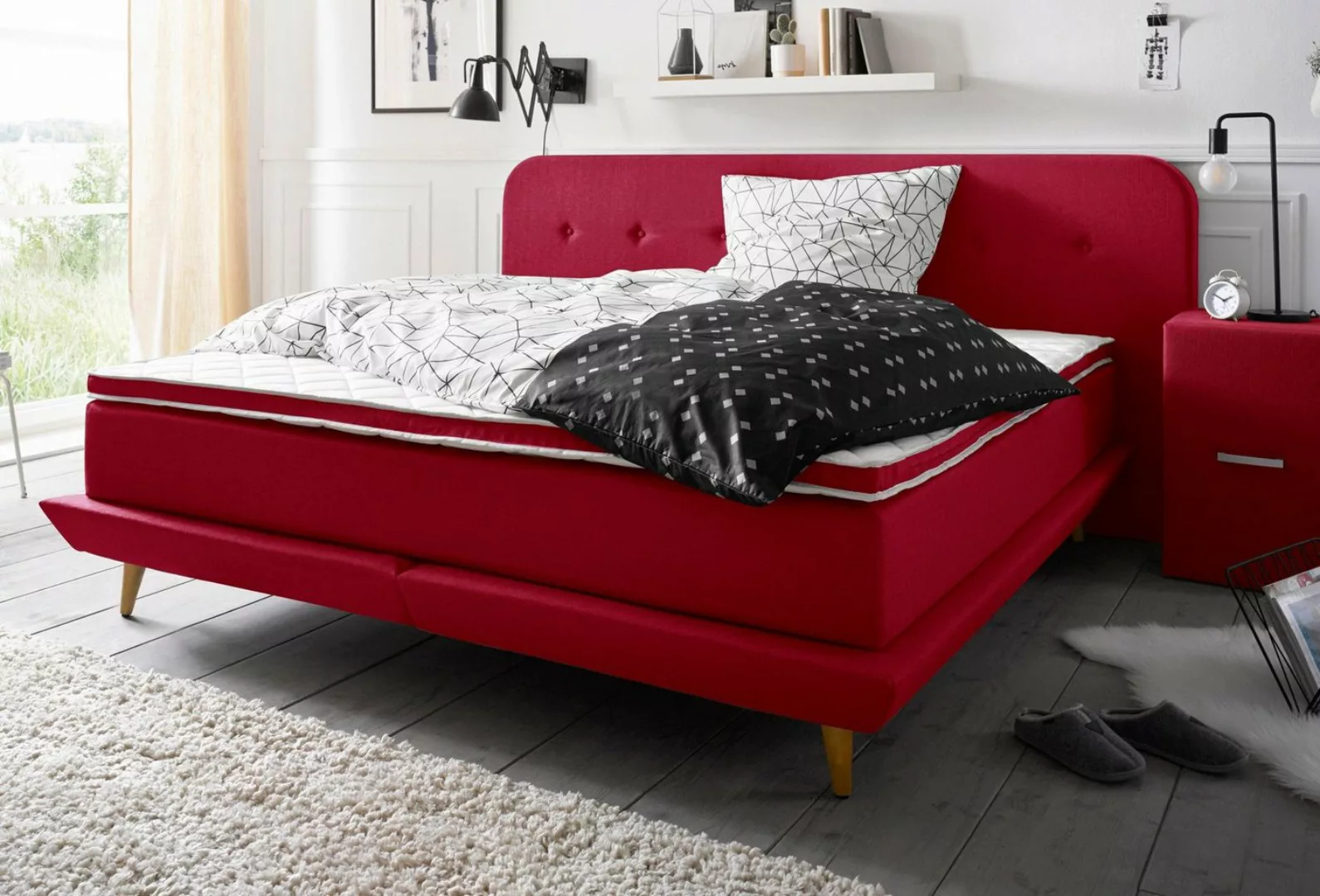 andas Boxspringbett "Premium", Steppung mit Knopfheftung, inkl. Topper günstig online kaufen