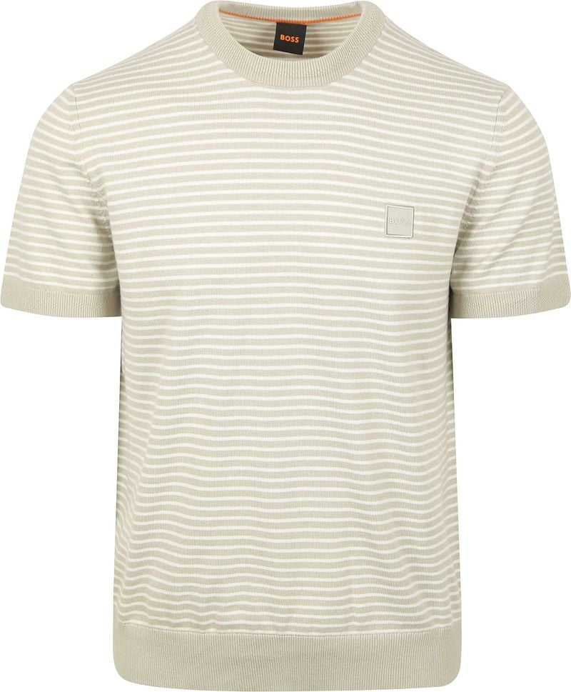 BOSS Knitted T-shirt Kanache Greige  - Größe M günstig online kaufen