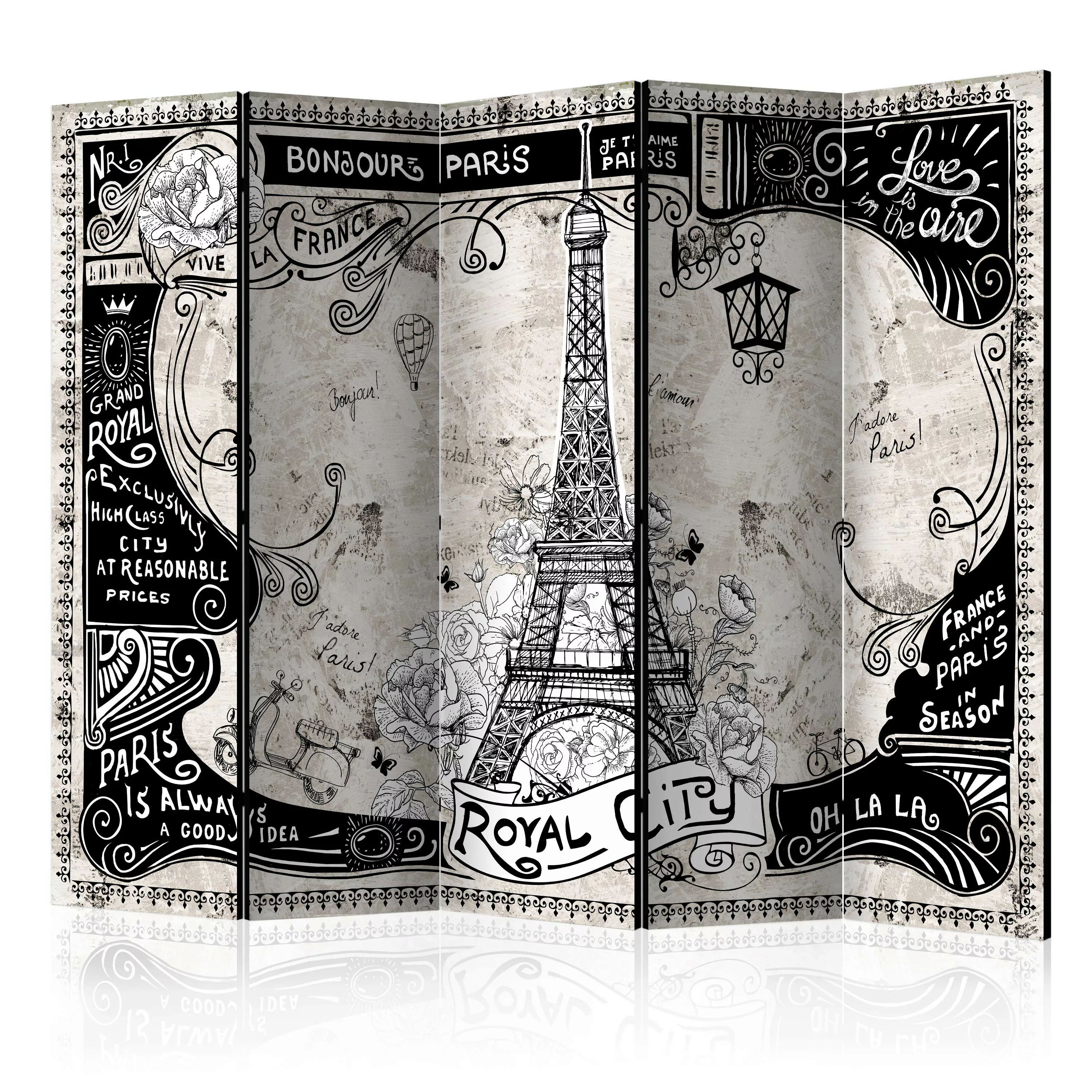 5-teiliges Paravent - Bonjour Paris Ii [room Dividers] günstig online kaufen