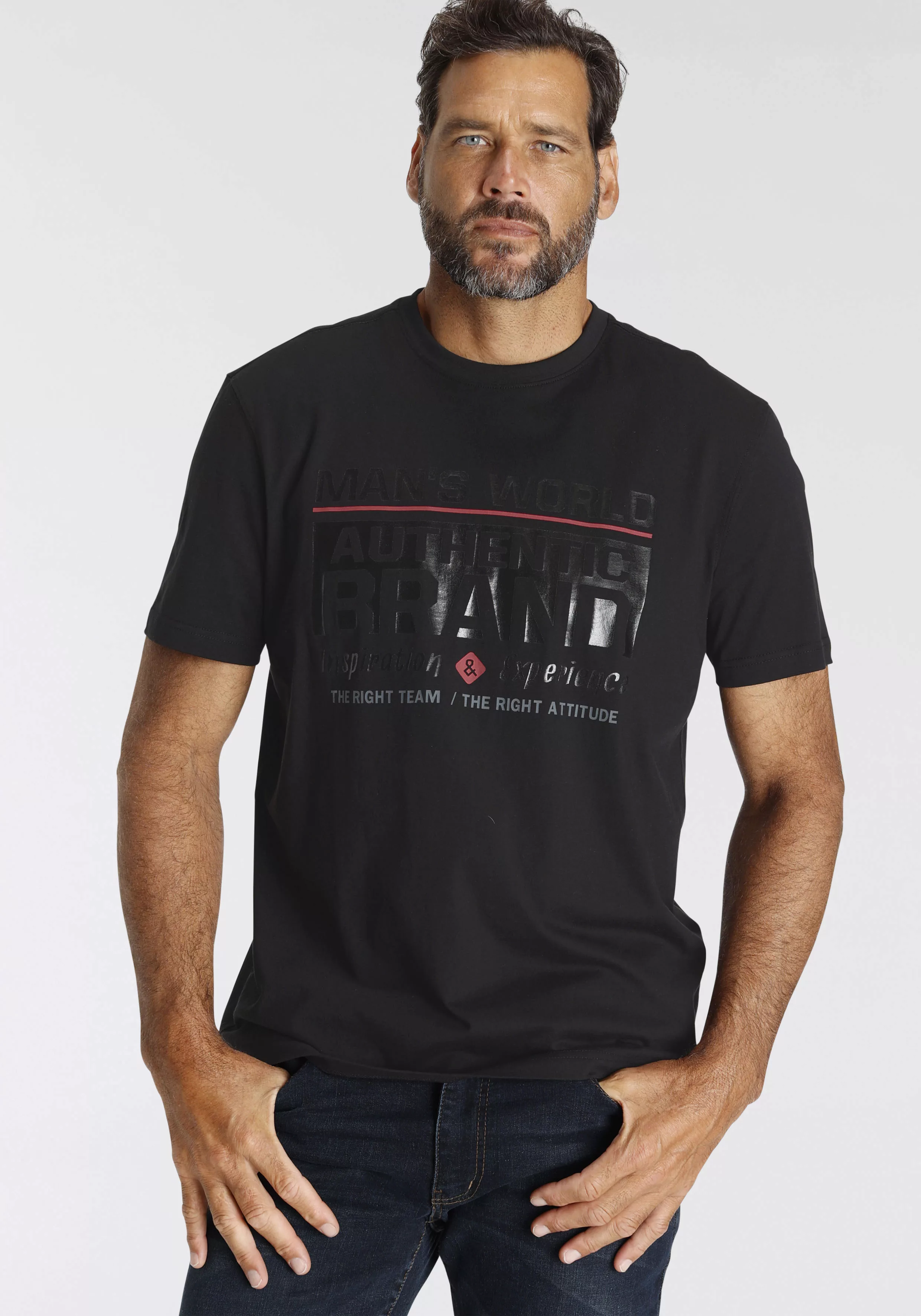 Man's World T-Shirt mit leicht glänzenden Brustprint günstig online kaufen