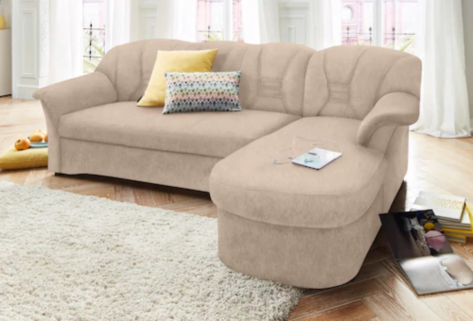 DOMO collection Ecksofa "Elva L-Form", wahlweise mit Bettfunktion und Feder günstig online kaufen